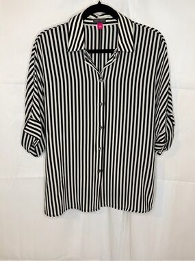 Vince Camuto Black and White Striped Button-Up Shirt